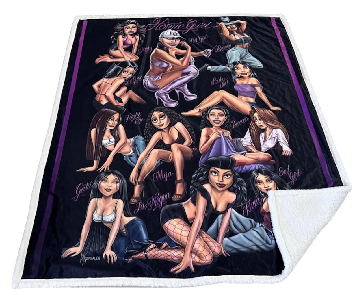 HOMIES - Sherpa HOMIEGIRL PINUP - 50 x 60 Throw Blanket