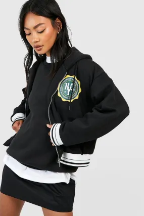 Hooded Nyc Varsity Bomber Jacket