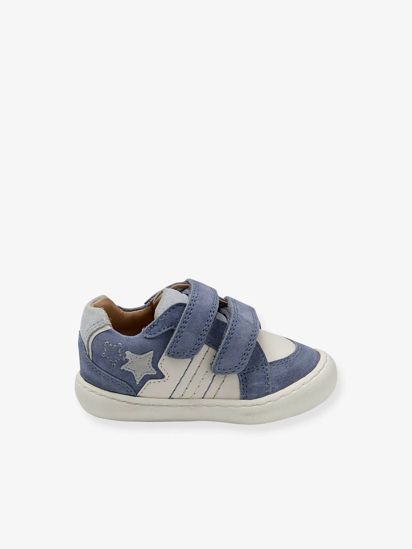 Hook-&-Loop Trainers in Leather for Babies - ecru