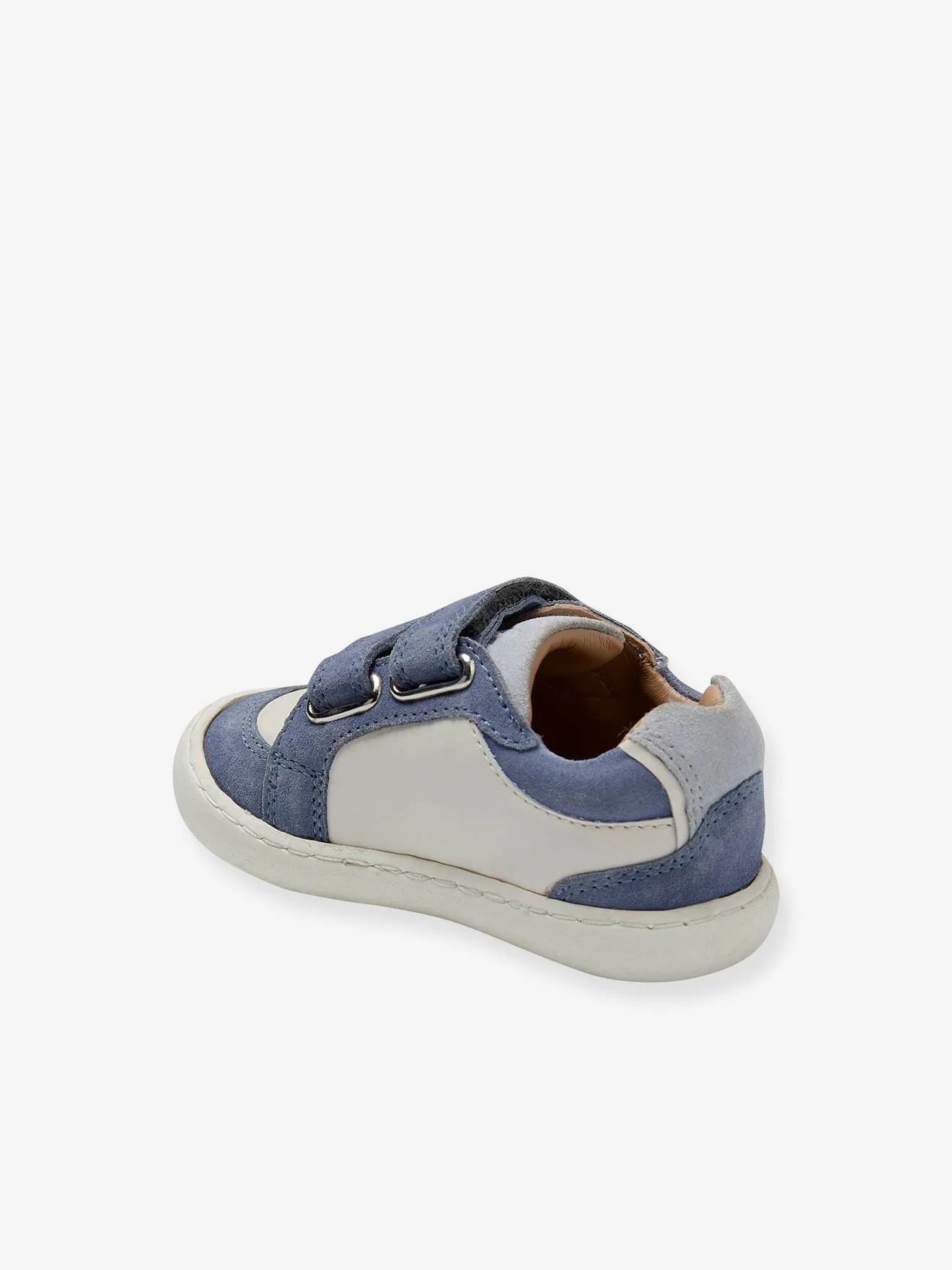 Hook-&-Loop Trainers in Leather for Babies - ecru