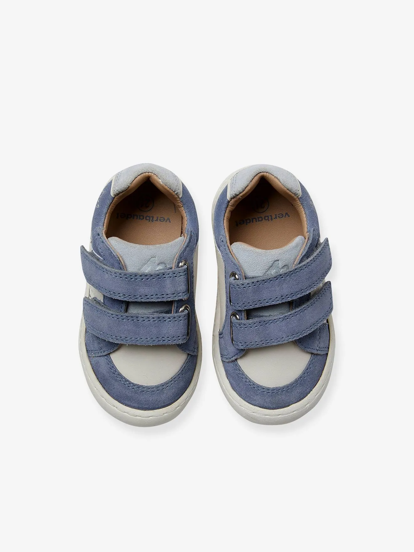 Hook-&-Loop Trainers in Leather for Babies - ecru