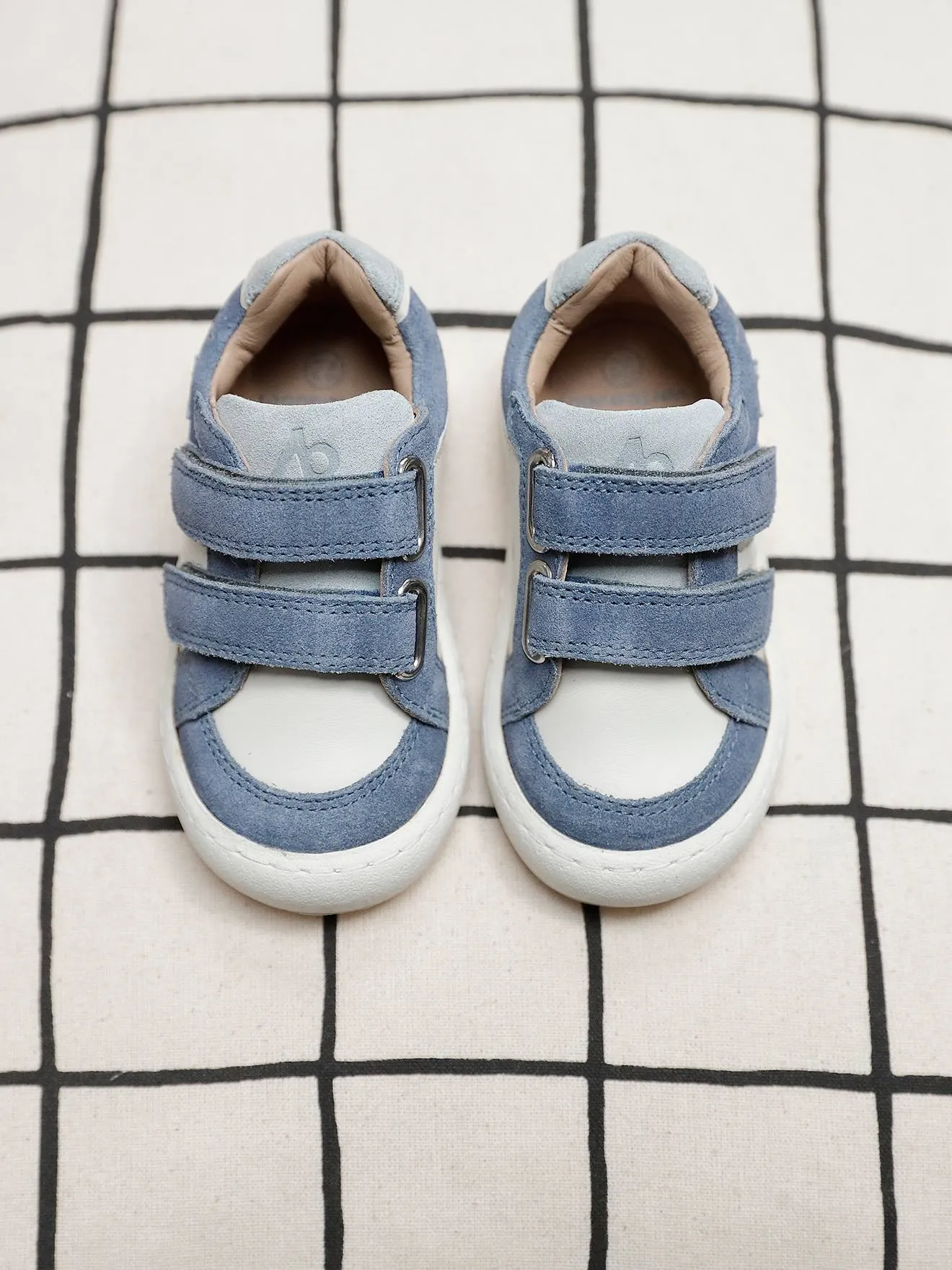 Hook-&-Loop Trainers in Leather for Babies - ecru