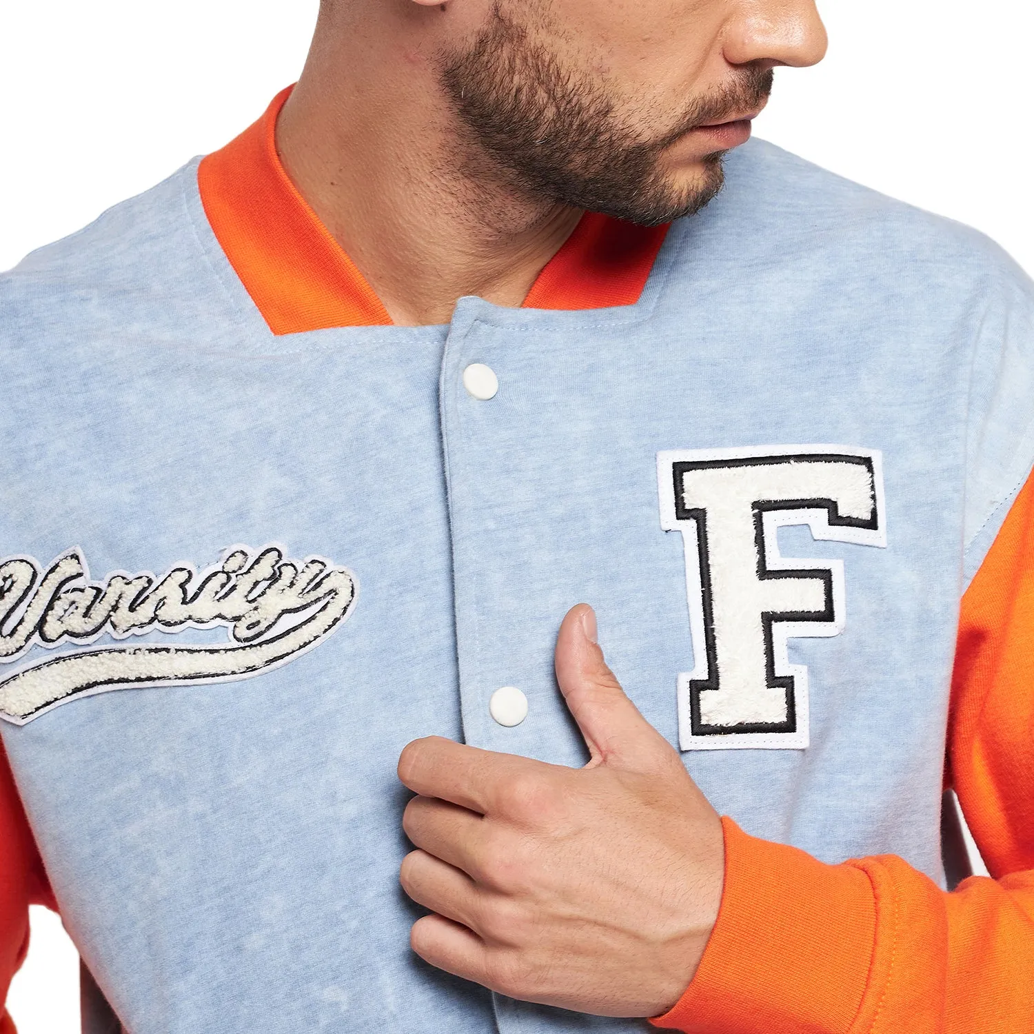 Indigo Orange Varsity Jacket