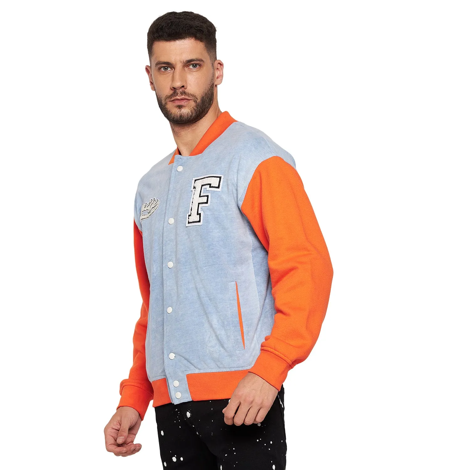 Indigo Orange Varsity Jacket