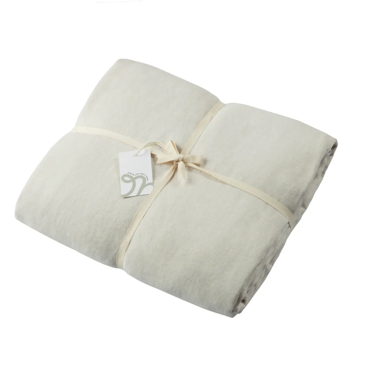 Kapok Comforts   Queen Linen Fitted Sheet Moon Beam