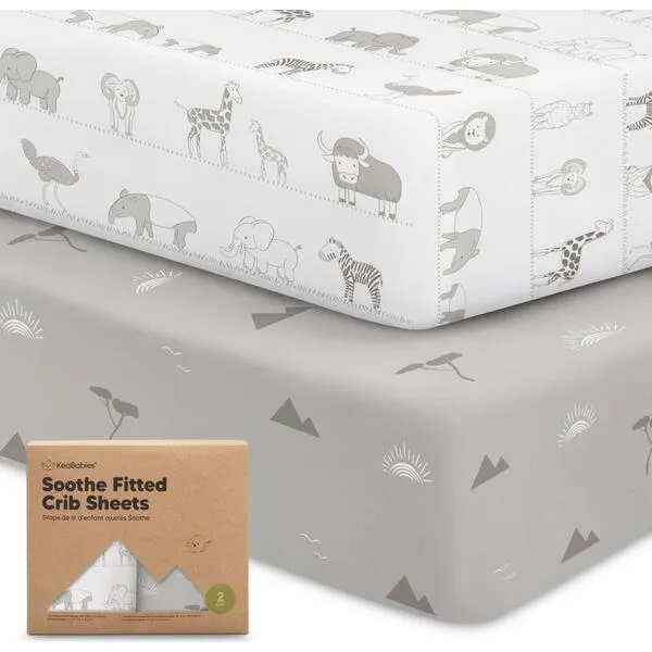 KeaBabies 2-Pack Soothe Fitted Crib Sheet, Savannah