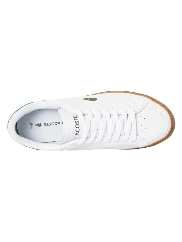 Lacoste Powercourt 123 1 SMA Leather Trainers - White/Gum