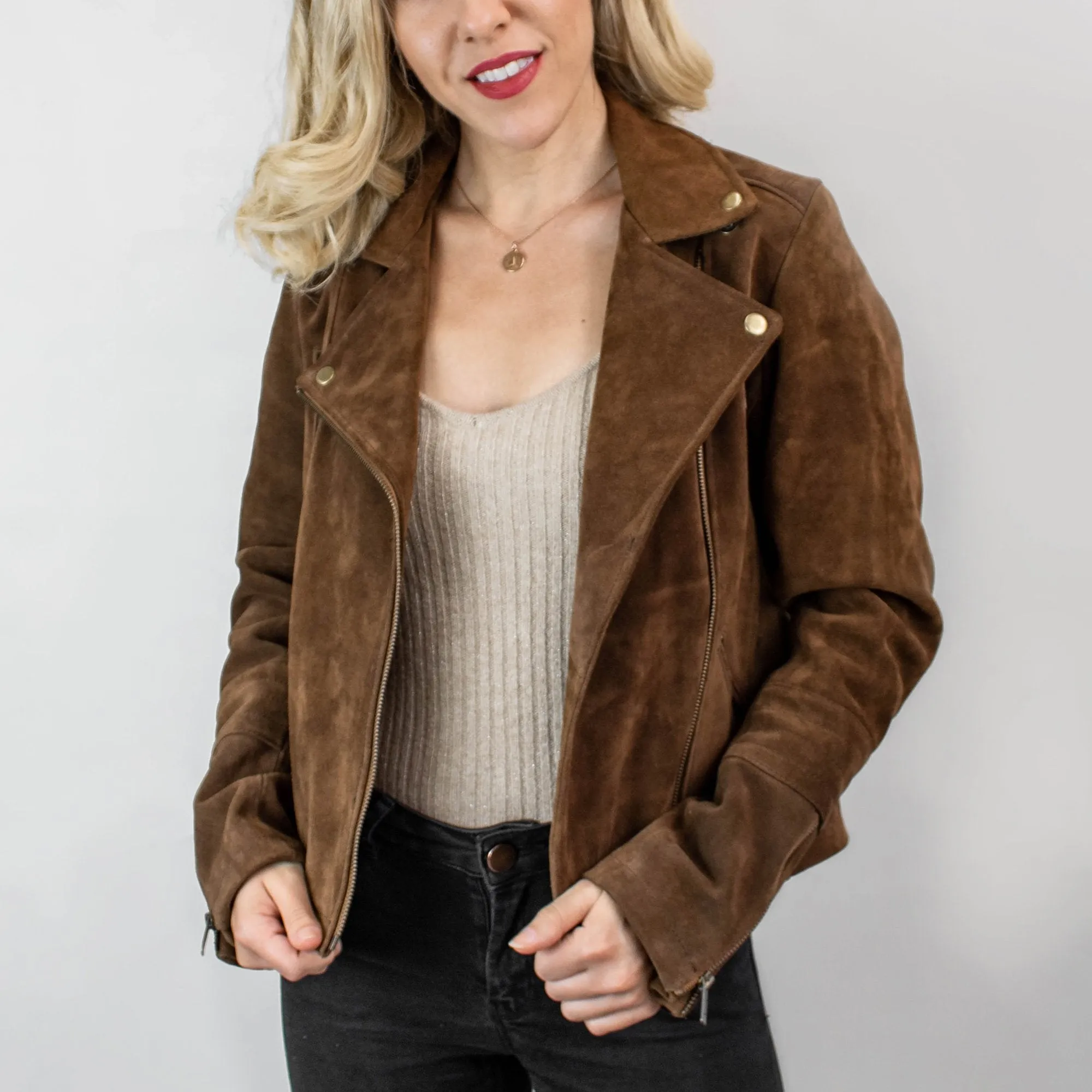 Ladies Suede Biker Jacket