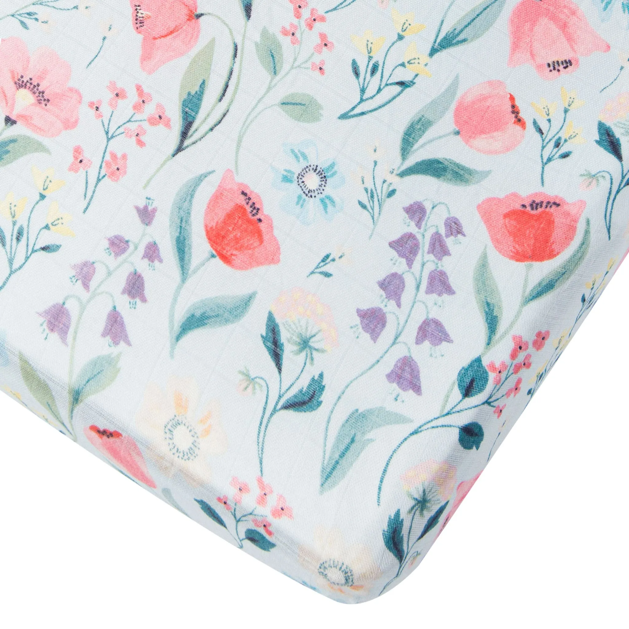 Loulou Lollipop Bamboo Muslin Fitted Crib Sheet - Bluebell  - Clement