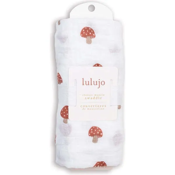 Lulujo Muslin Swaddle Blanket, Mushroom