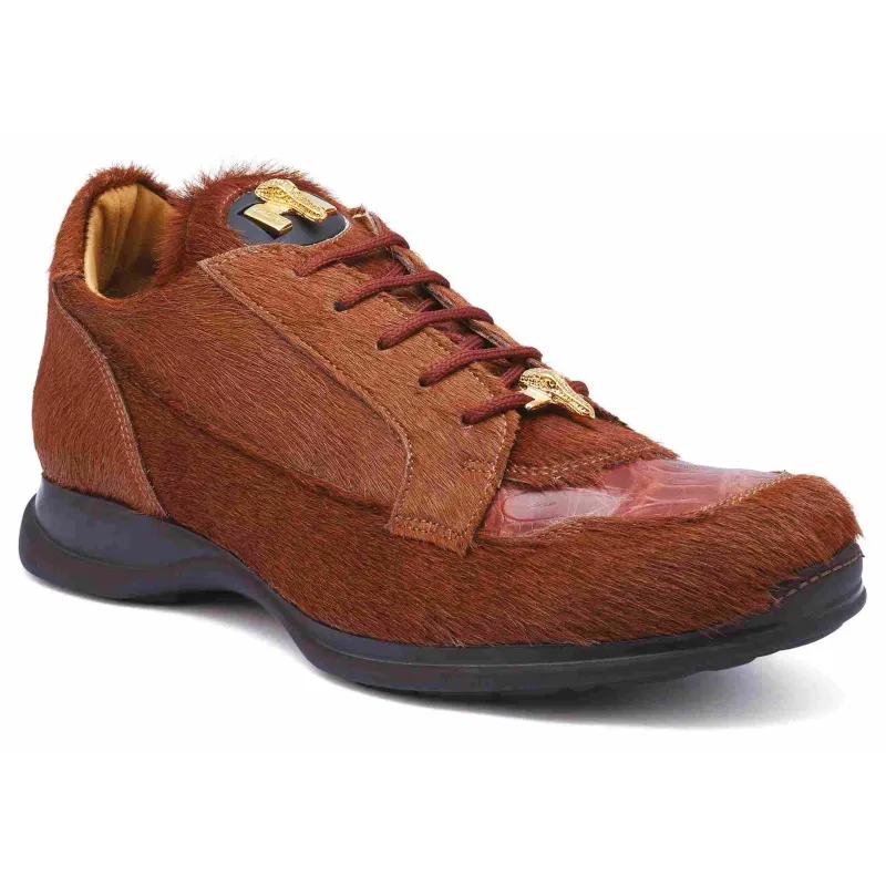 Mauri 8594 Mustang Pony & Crocodile Sneakers Brown (Special Order)