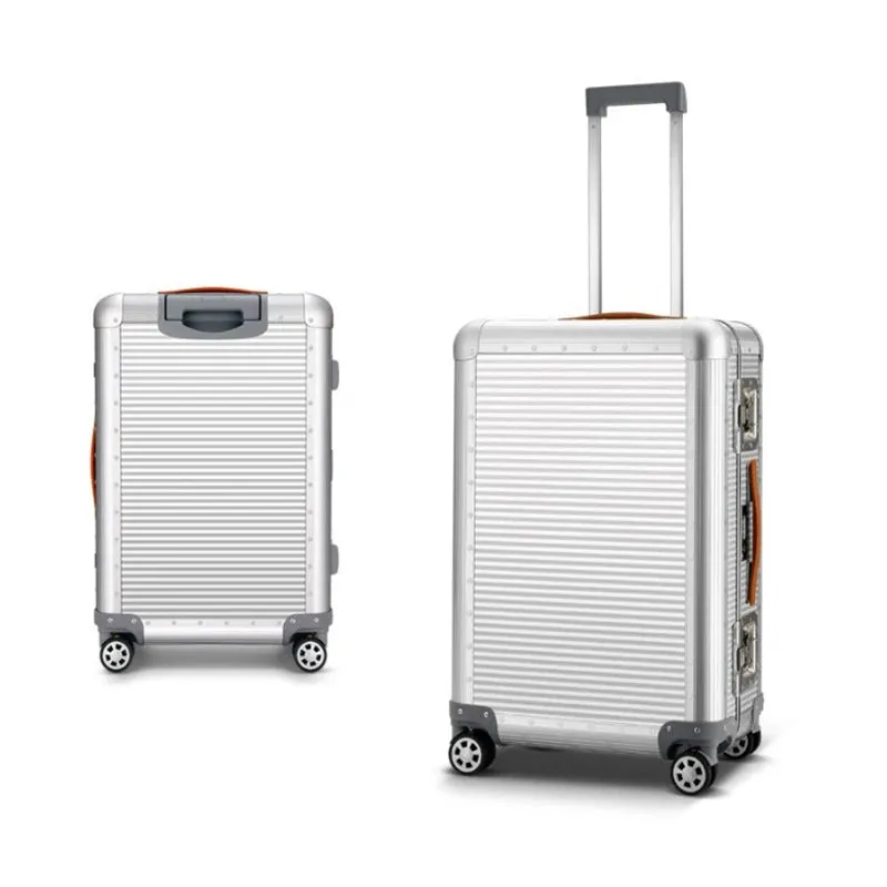 Men and Women 100% Aluminum Luggage Travel Spinner Trolley Bag