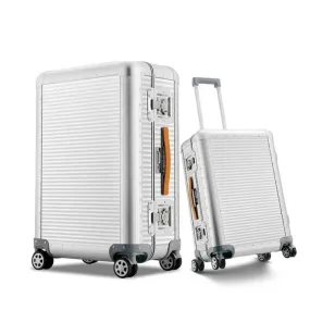 Men and Women 100% Aluminum Luggage Travel Spinner Trolley Bag