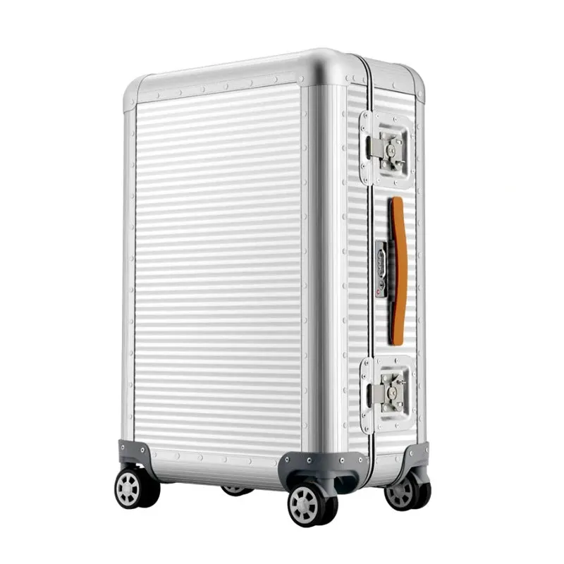 Men and Women 100% Aluminum Luggage Travel Spinner Trolley Bag