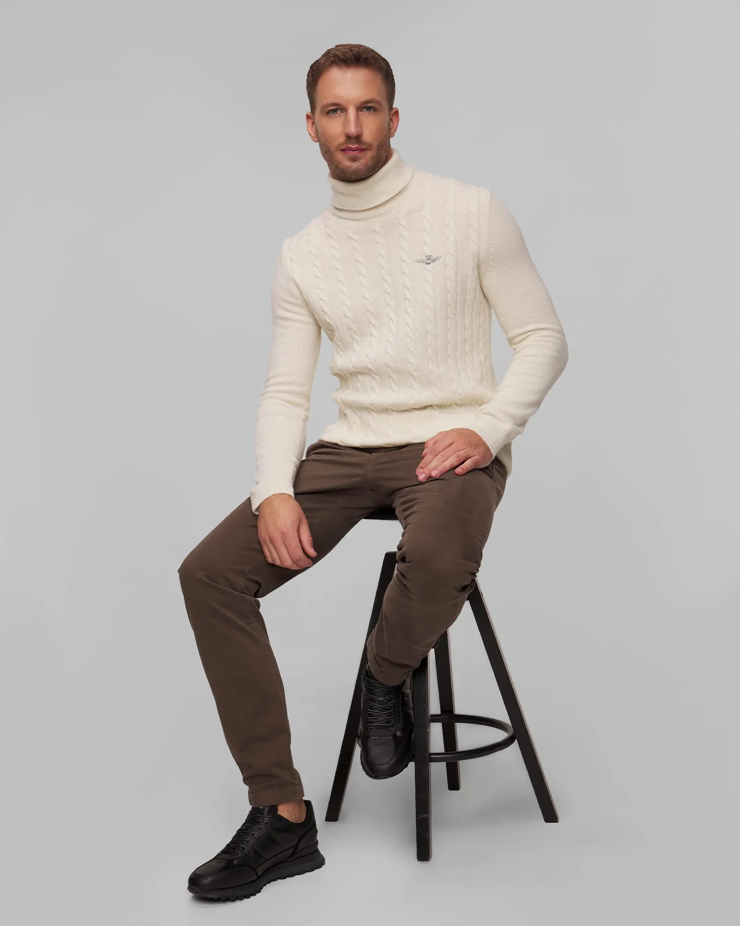 Men's beige wool turtleneck jumper Aeronautica Militare 242MA1485L417-73088