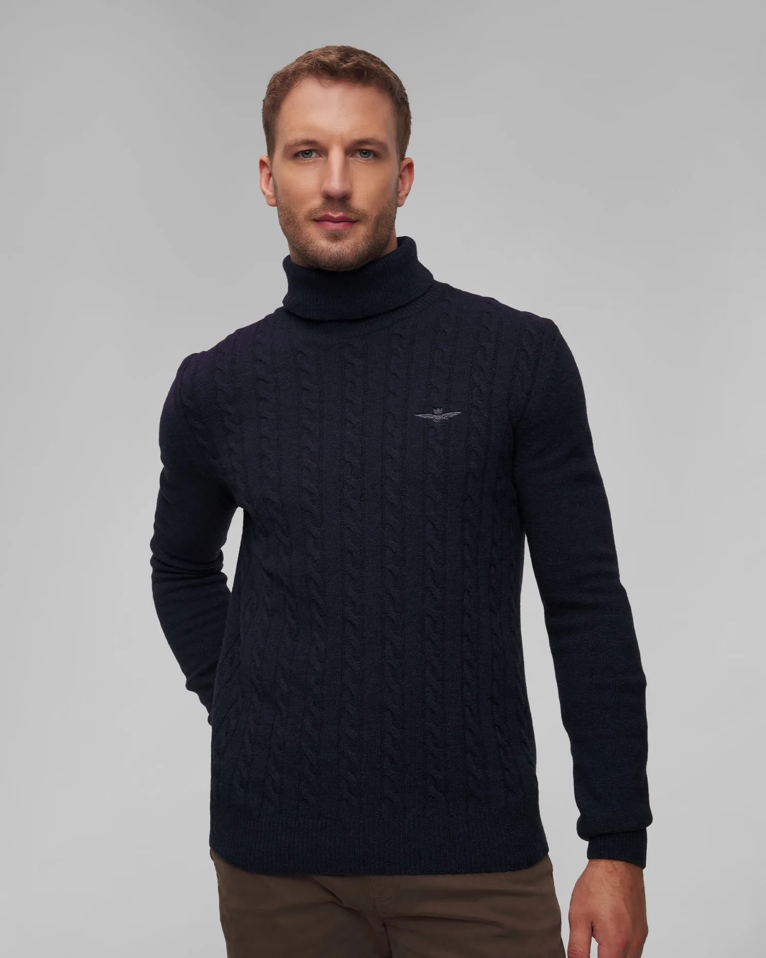 Men's navy blue wool turtleneck jumper Aeronautica Militare 242MA1485L417-8383