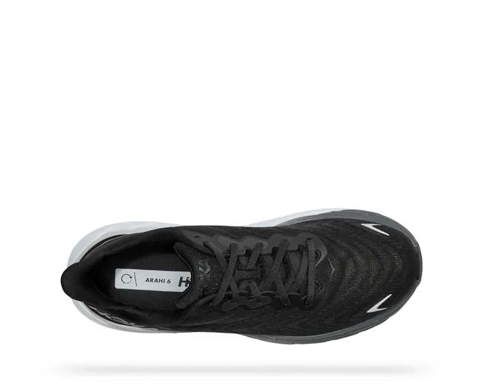 Mens Hoka Arahi 6 Wide in Black/White