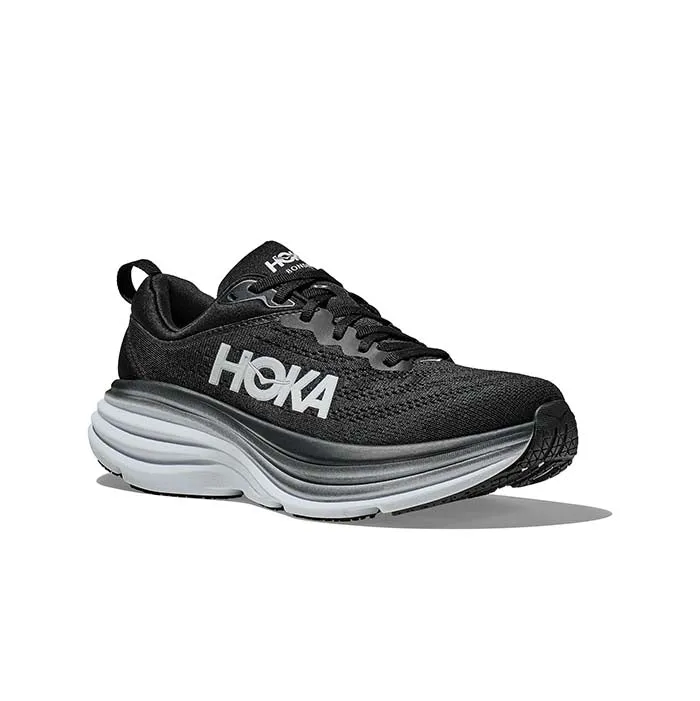 Mens Hoka Bondi 8 Wide in Black/White