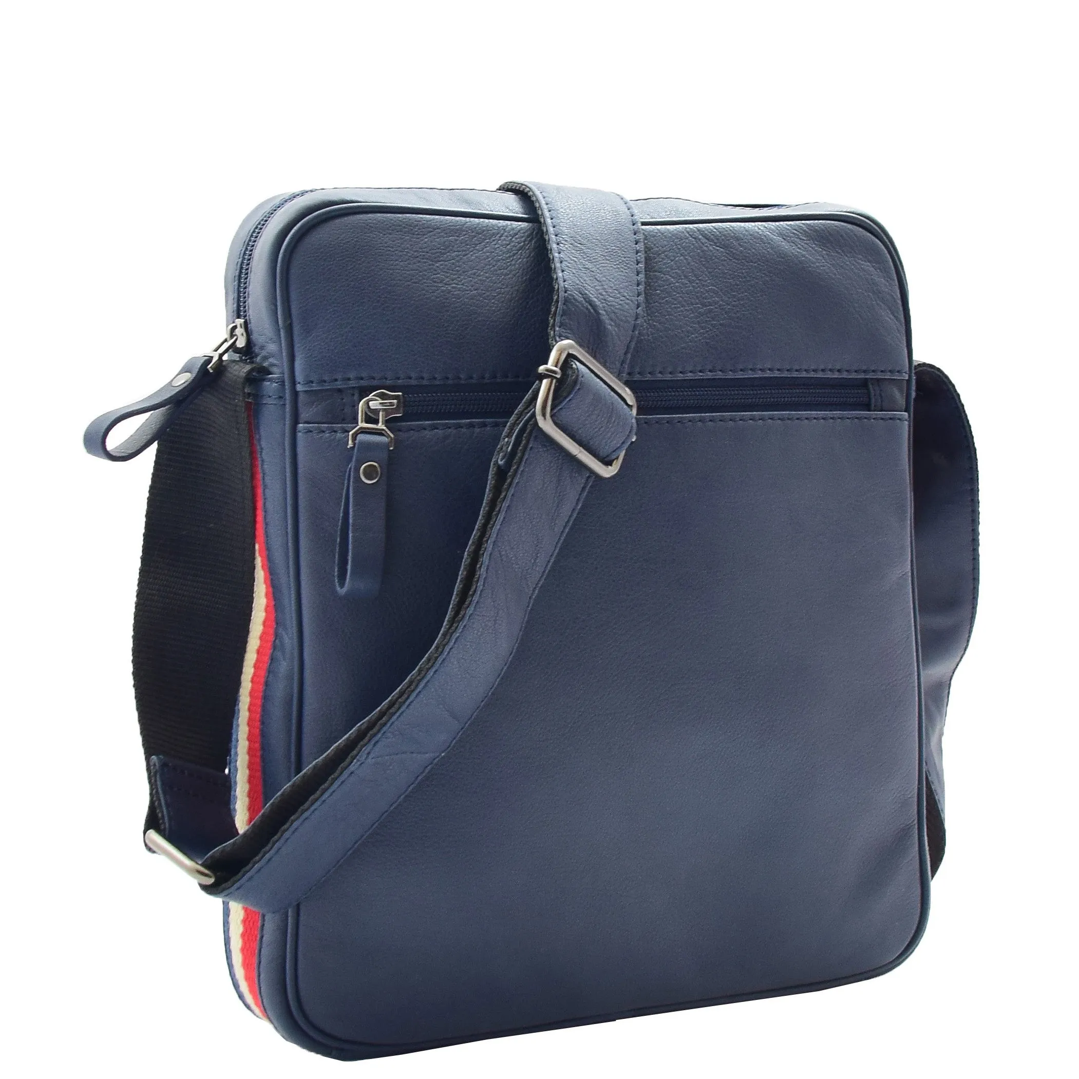 Mens Leather Cross Body Travel Flight Bag Aller Navy