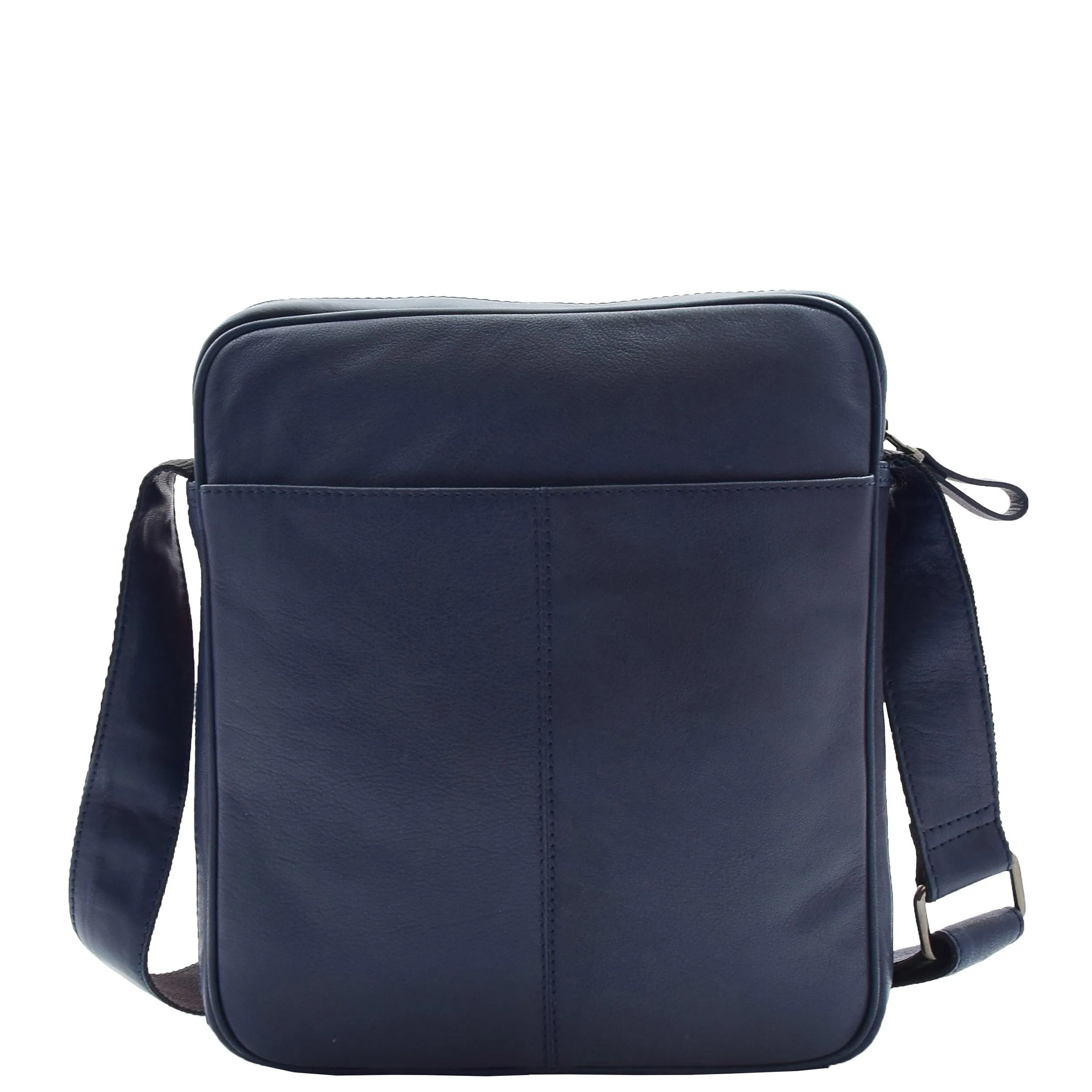 Mens Leather Cross Body Travel Flight Bag Aller Navy