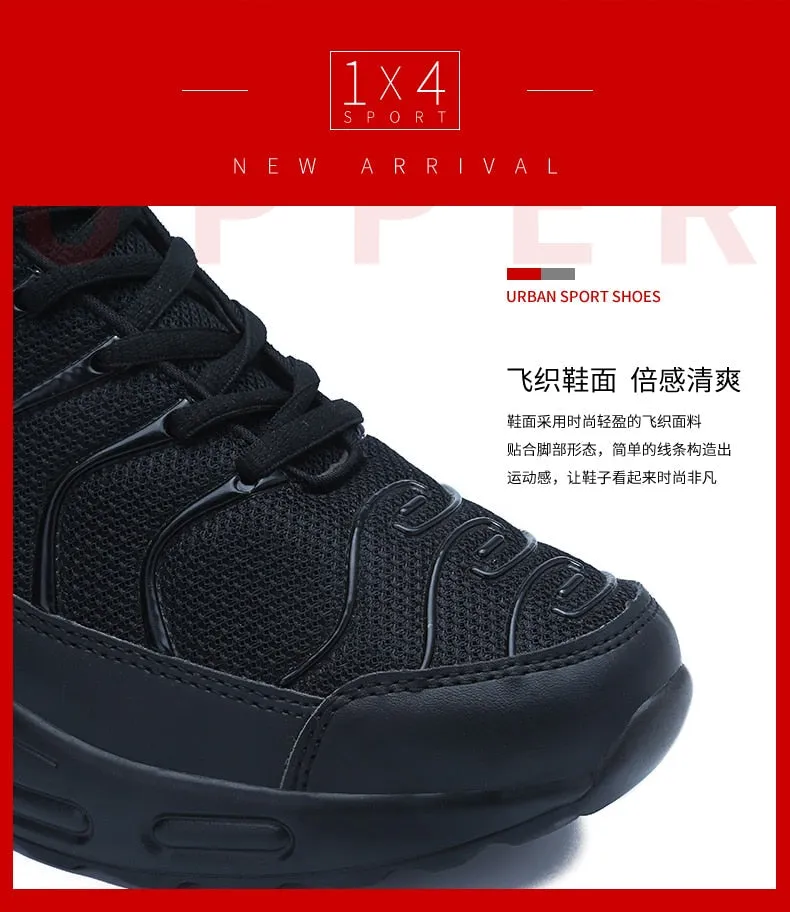 Men's Mesh Black Red Breathable Height Increasing Running Shoes