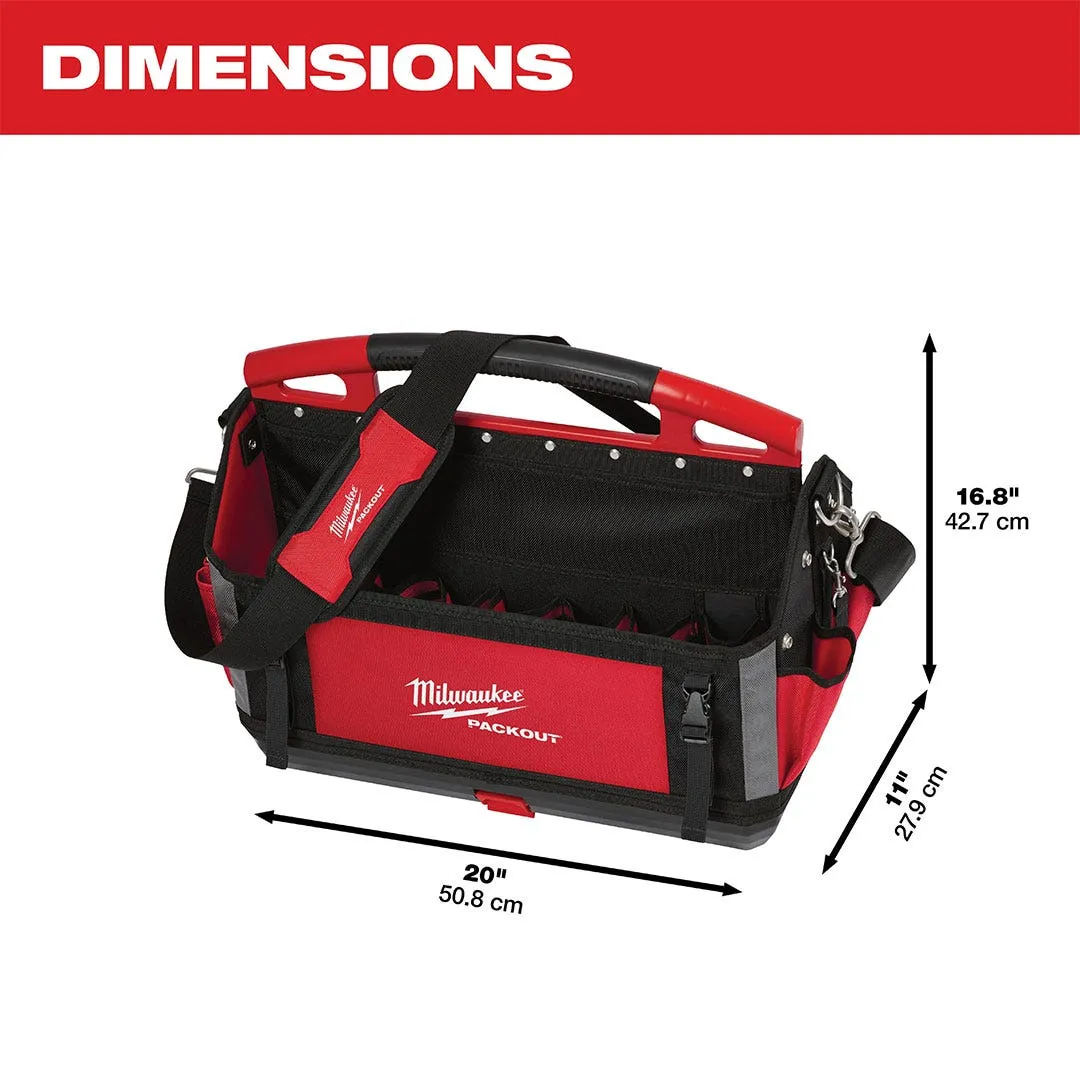 Milwaukee 20" PACKOUT Open Tote Tool Bag 32 Pockets 48-22-8320