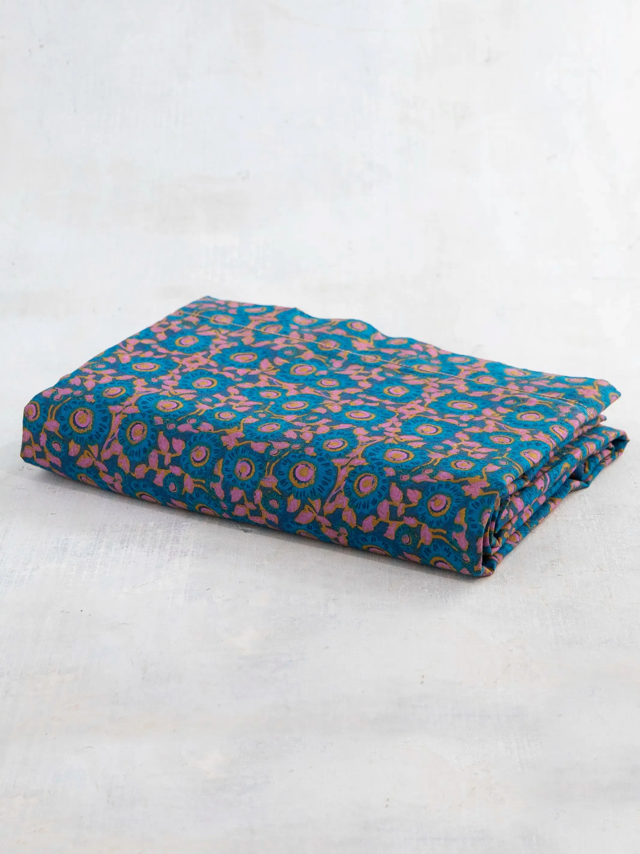 Mix & Match Soft Cotton Flat Sheet - Teal Dahlia