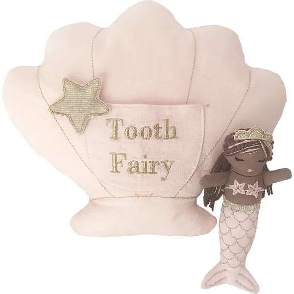 MON AMI Macie Mermaid Tooth Fairy Pillow & Doll Set, Pink