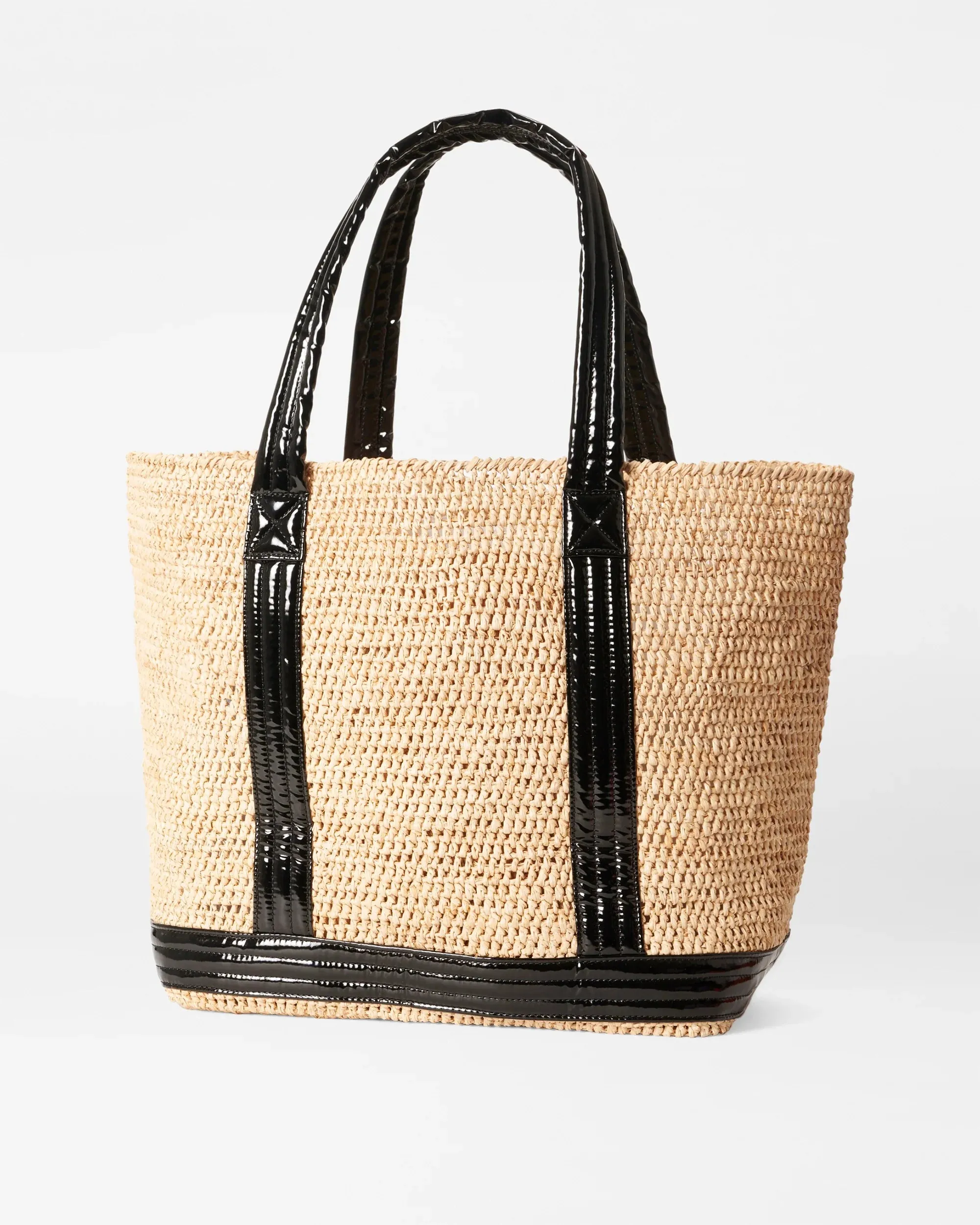 MZ Wallace    Large Raffia Tote Black Lacquer