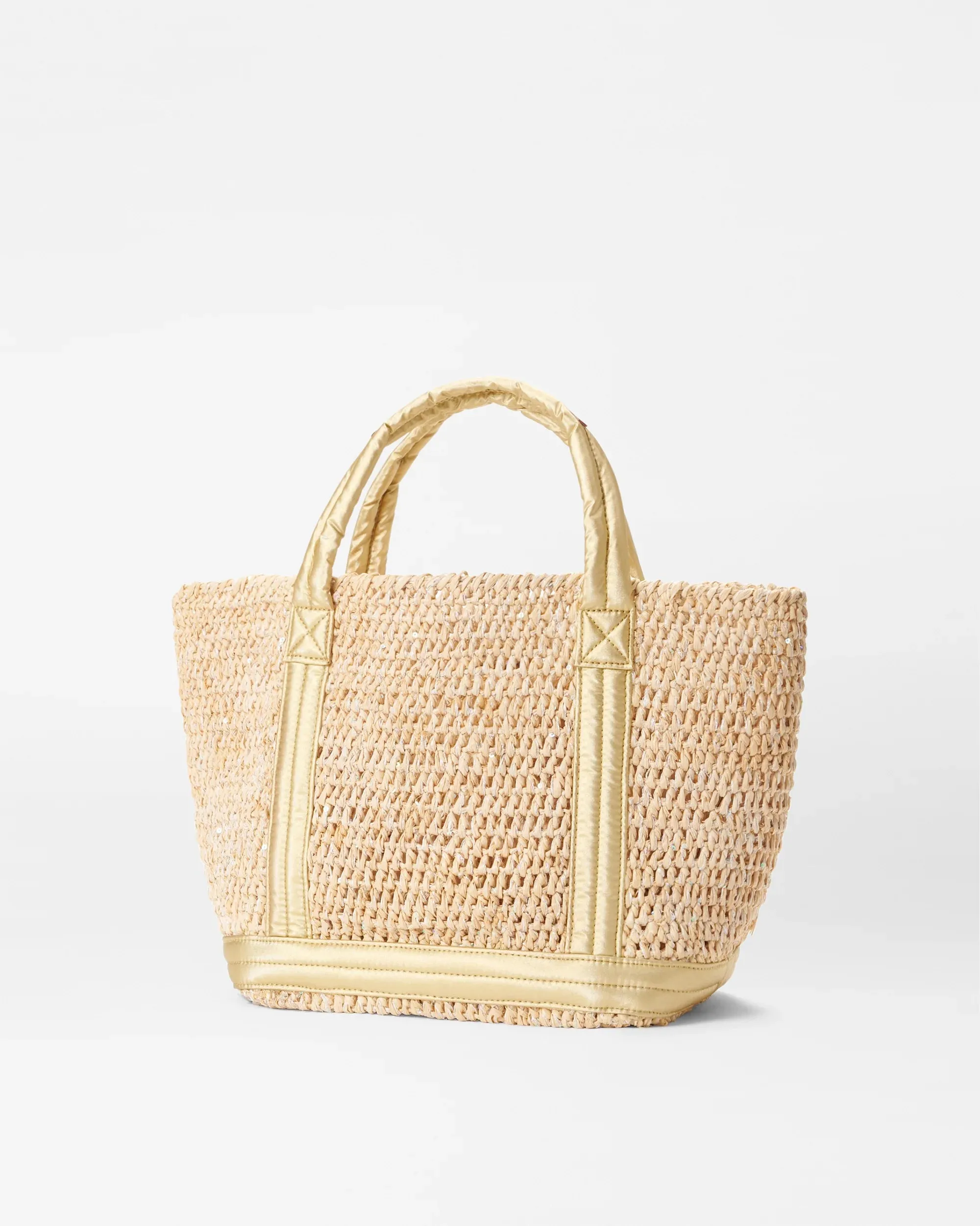 MZ Wallace    Small Raffia Tote Sequin Raffia/Light Gold Pearl