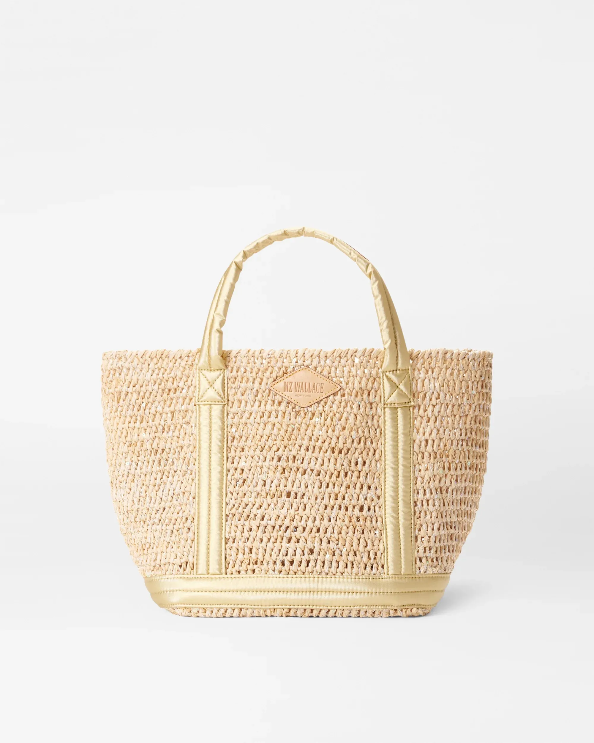 MZ Wallace    Small Raffia Tote Sequin Raffia/Light Gold Pearl