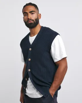 Navy Fisherman Relaxed Button Vest