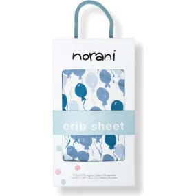 Norani Organic Print Fitted Crib Sheet, Blue Balloons