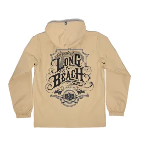 Oil Logo Men's Sand Hooded Water Resistant Windbreaker