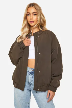 Oversized Collar Detail Bomber Jacket