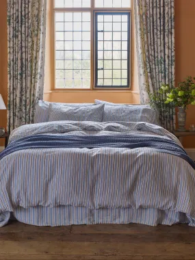 Piglet in Bed Bluebell Sommerley Stripe Linen Duvet Cover - Size Double