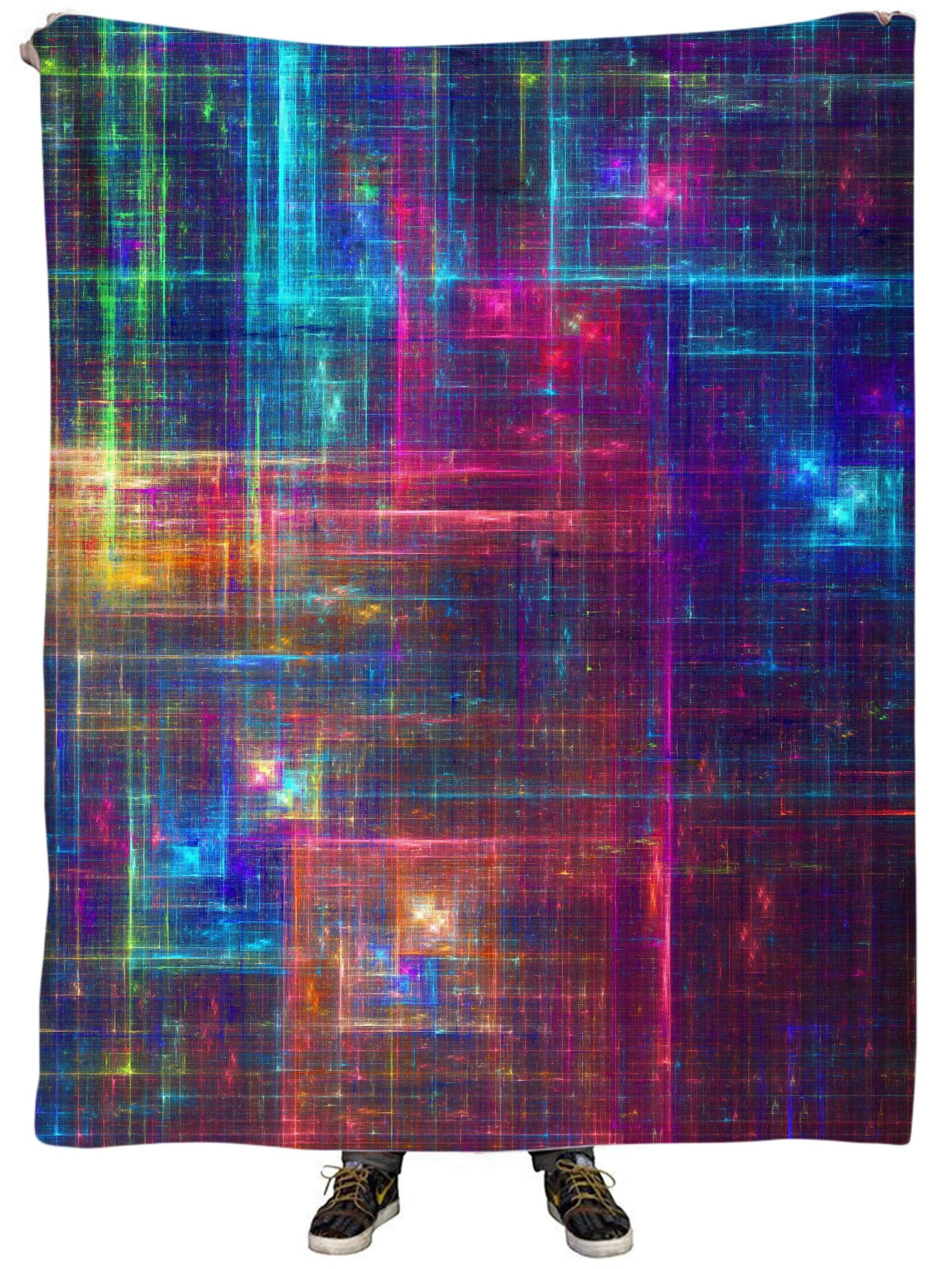 Psychedelic Matrix Rainbow Plush Blanket