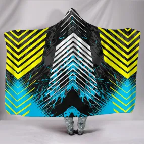 Racing Style Ocean Blue & Yellow Stripes Vibes Hooded Blanket