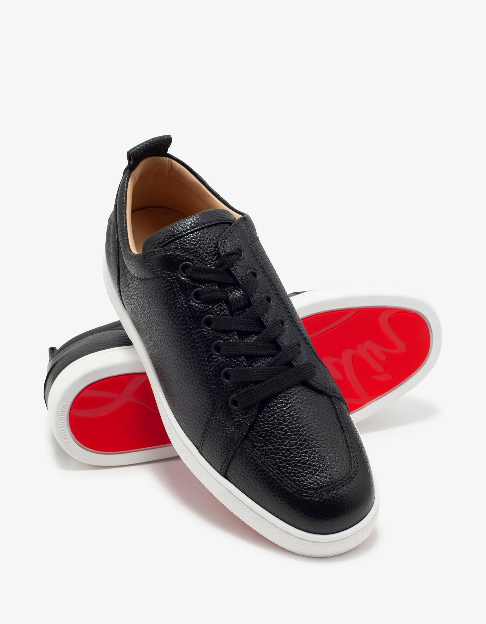 Rantulow Black Grain Leather Trainers