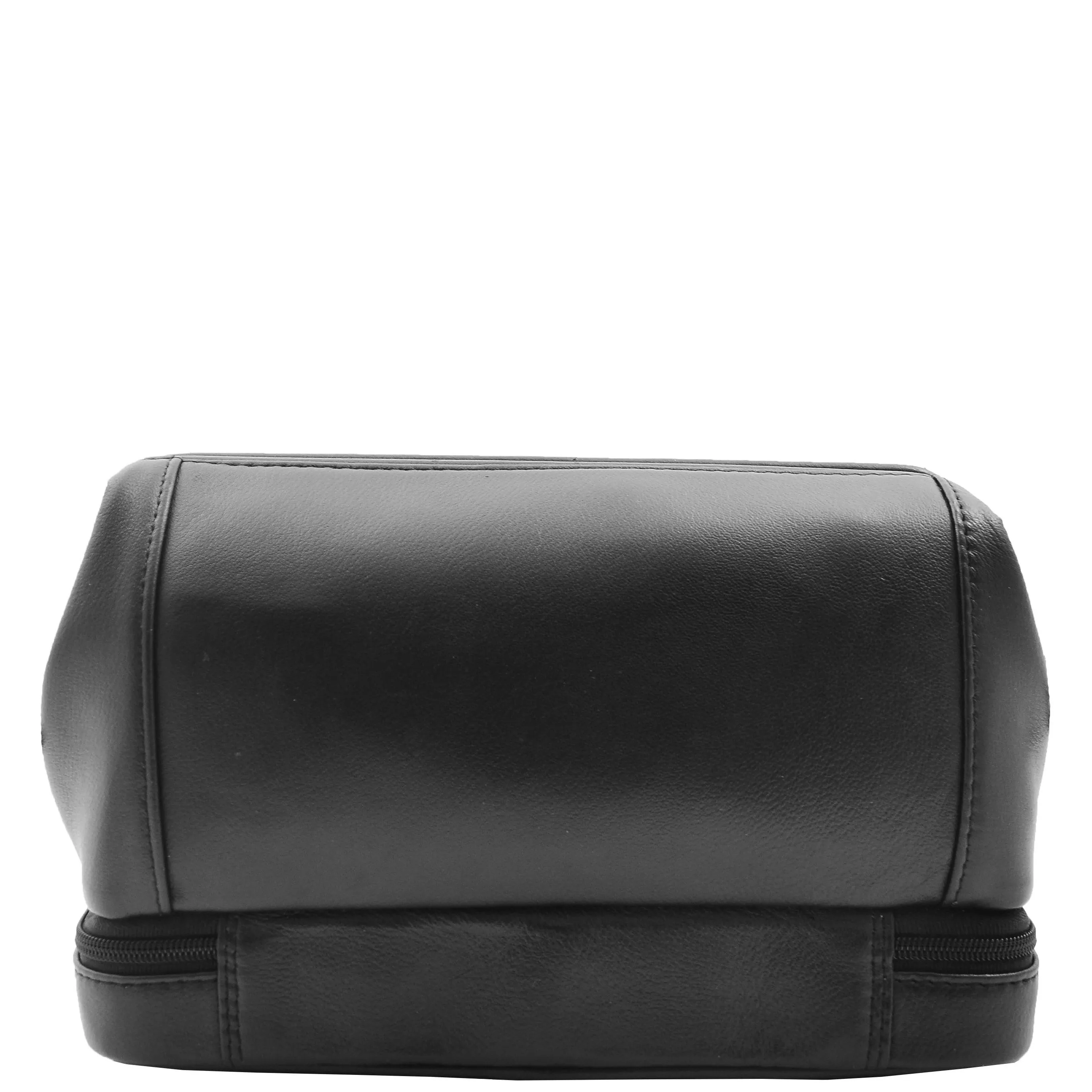 Real Leather Toiletry Wash Bag Travel Pouch HOL290 Black