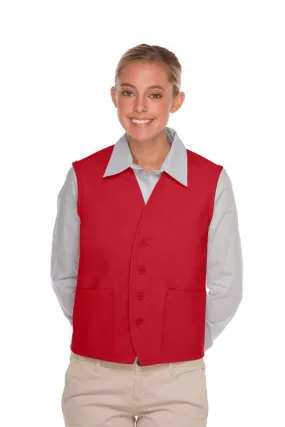 Red 4-Button Unisex Vest with 2 Pockets