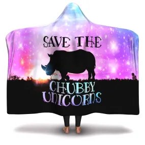 Save Chubby Unicorns Rhino Hooded Blanket