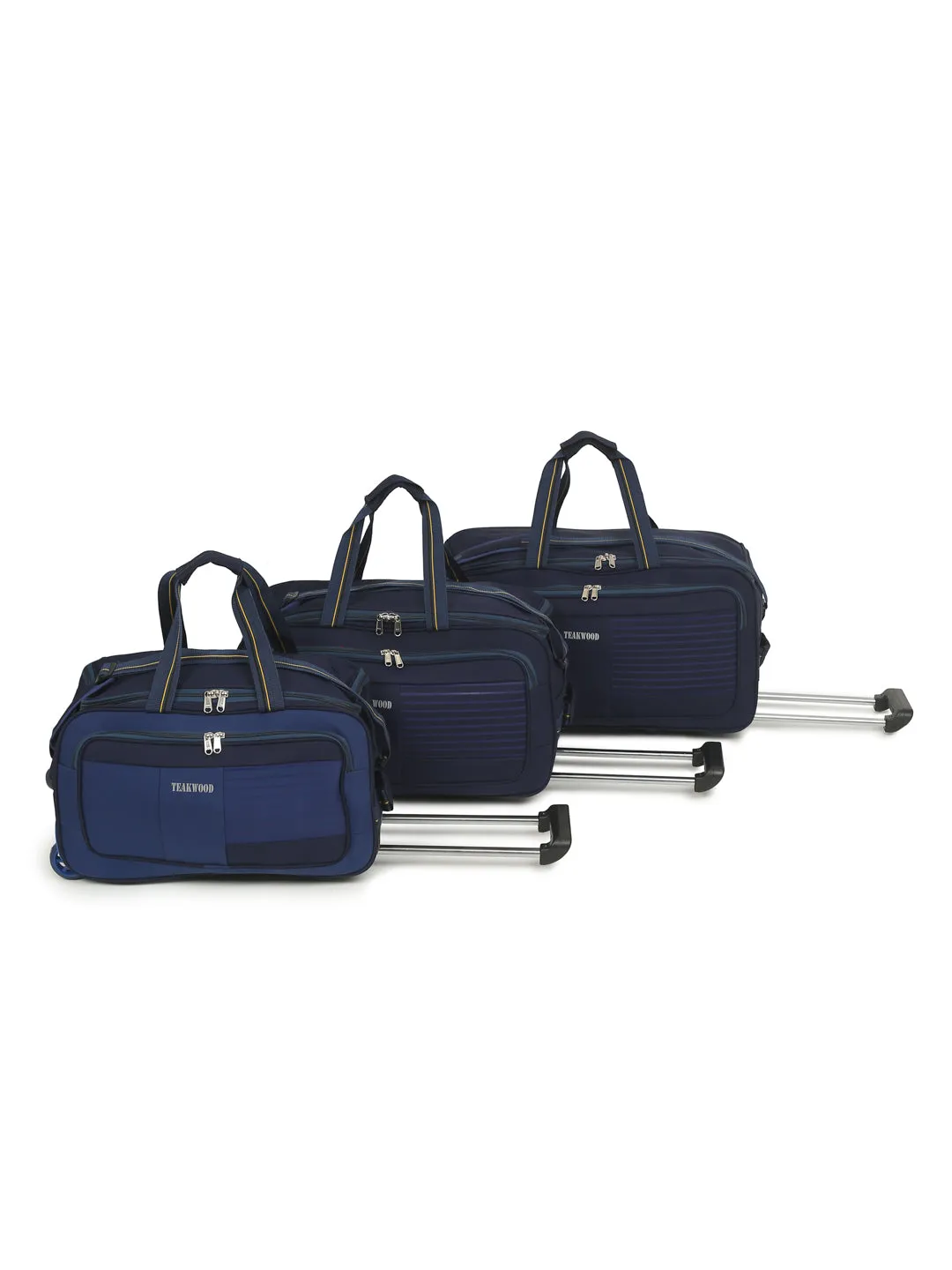 Set of Teakwood Rolling Duffel Travel Bag (Blue)