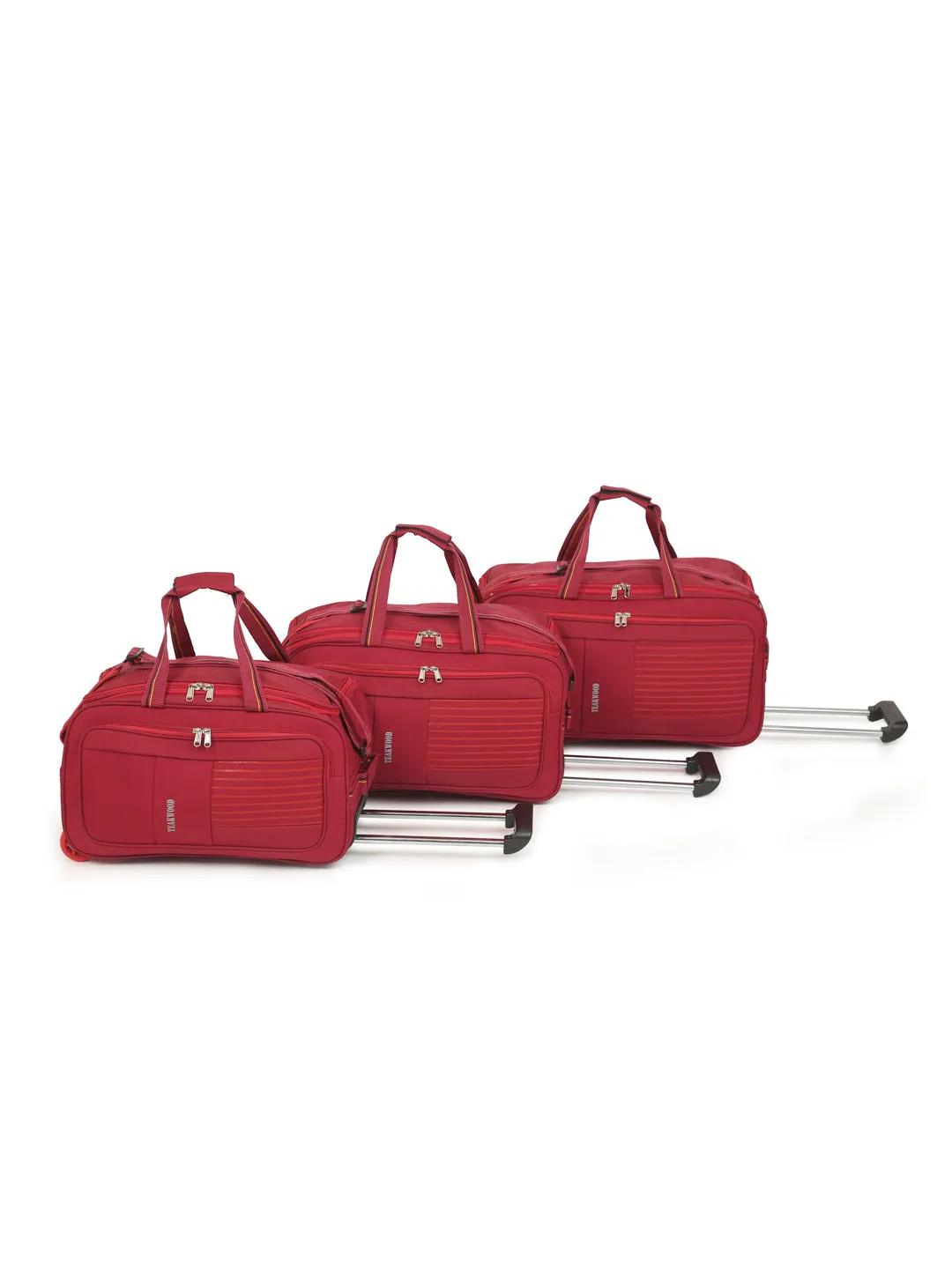 Set of Teakwood Rolling Duffel Travel Bag (Red)