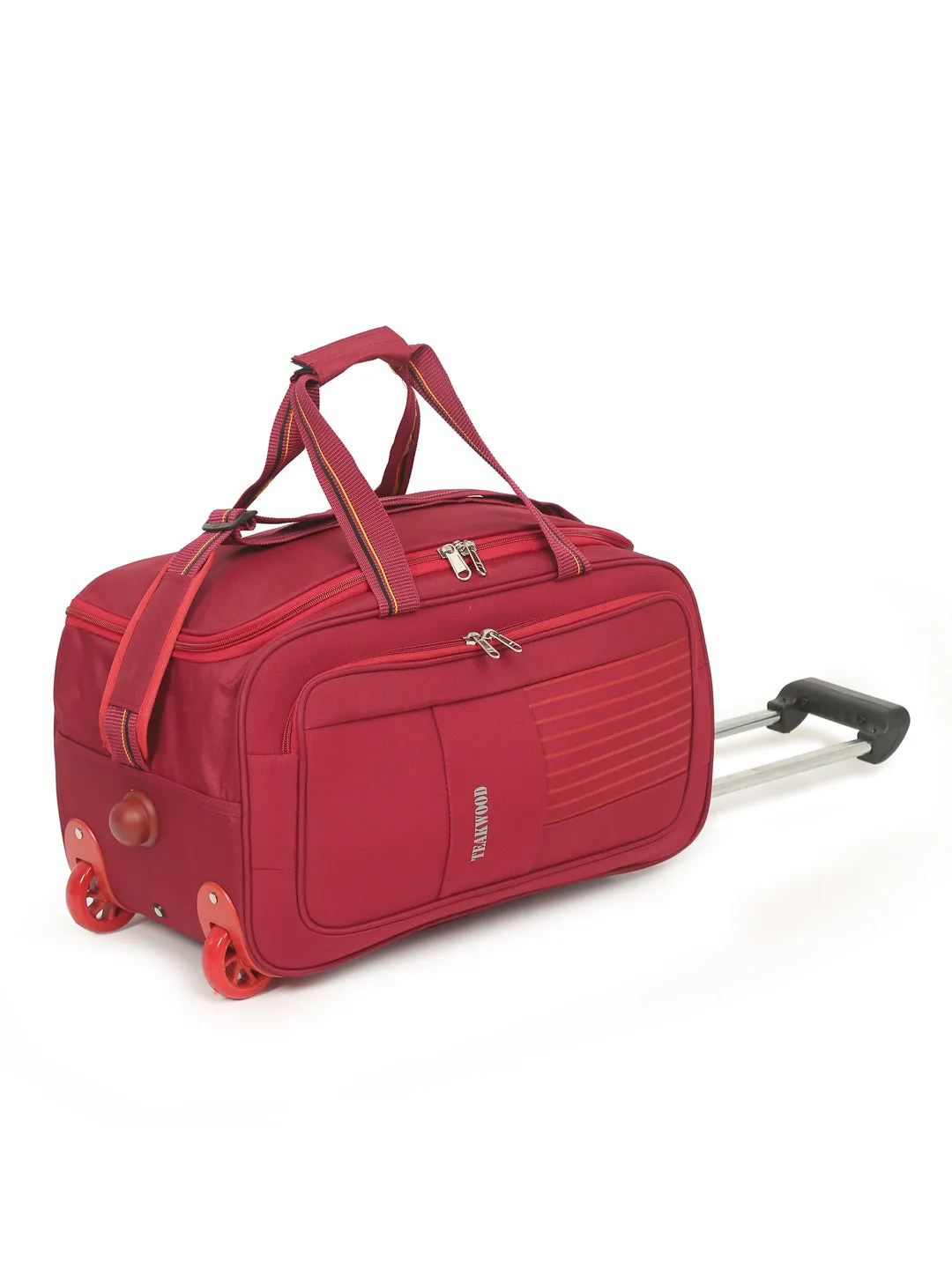 Set of Teakwood Rolling Duffel Travel Bag (Red)