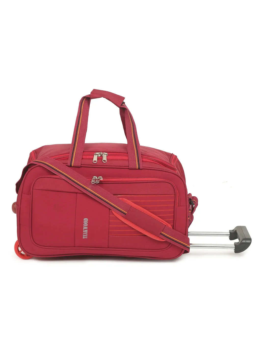 Set of Teakwood Rolling Duffel Travel Bag (Red)