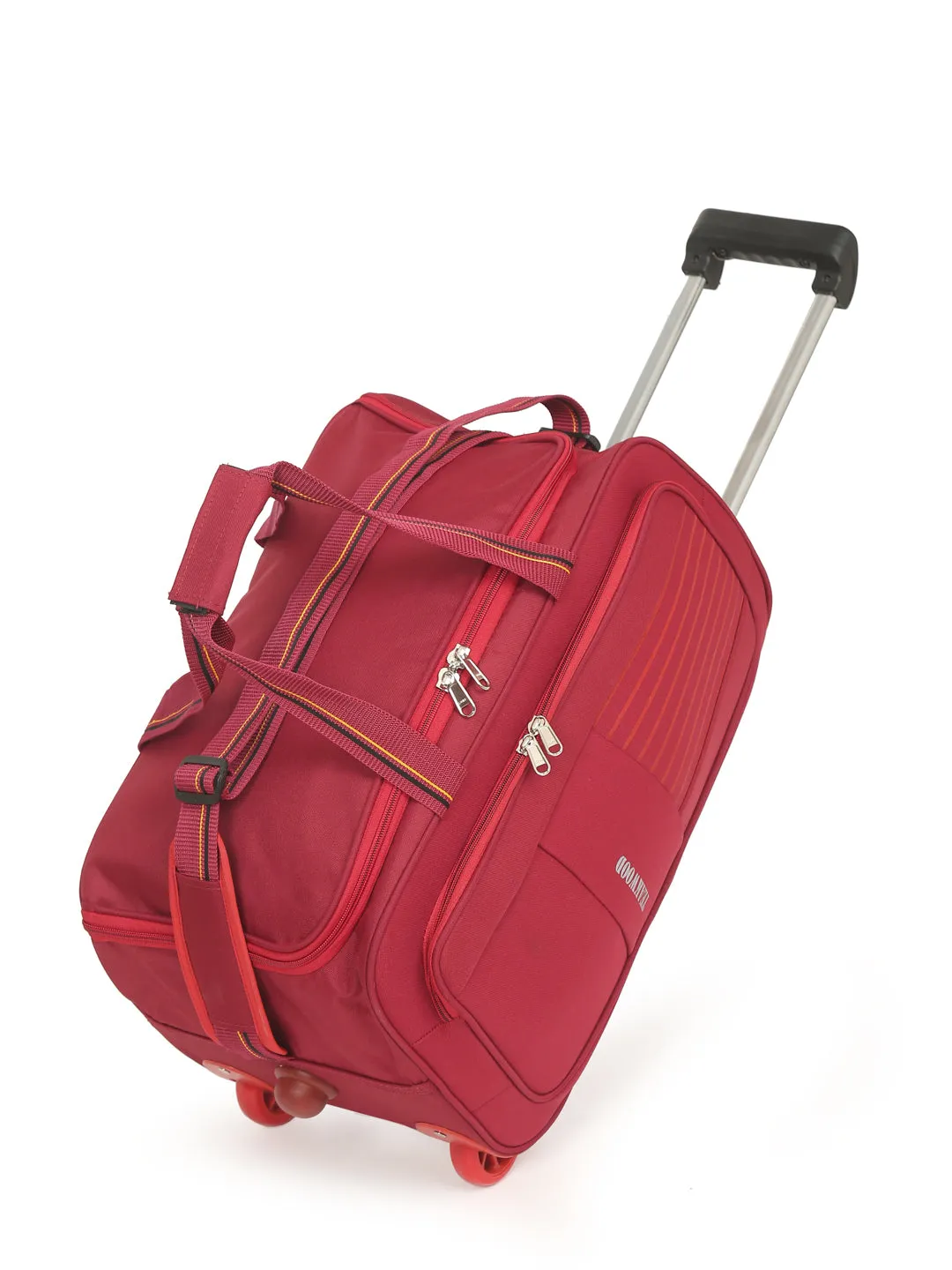 Set of Teakwood Rolling Duffel Travel Bag (Red)