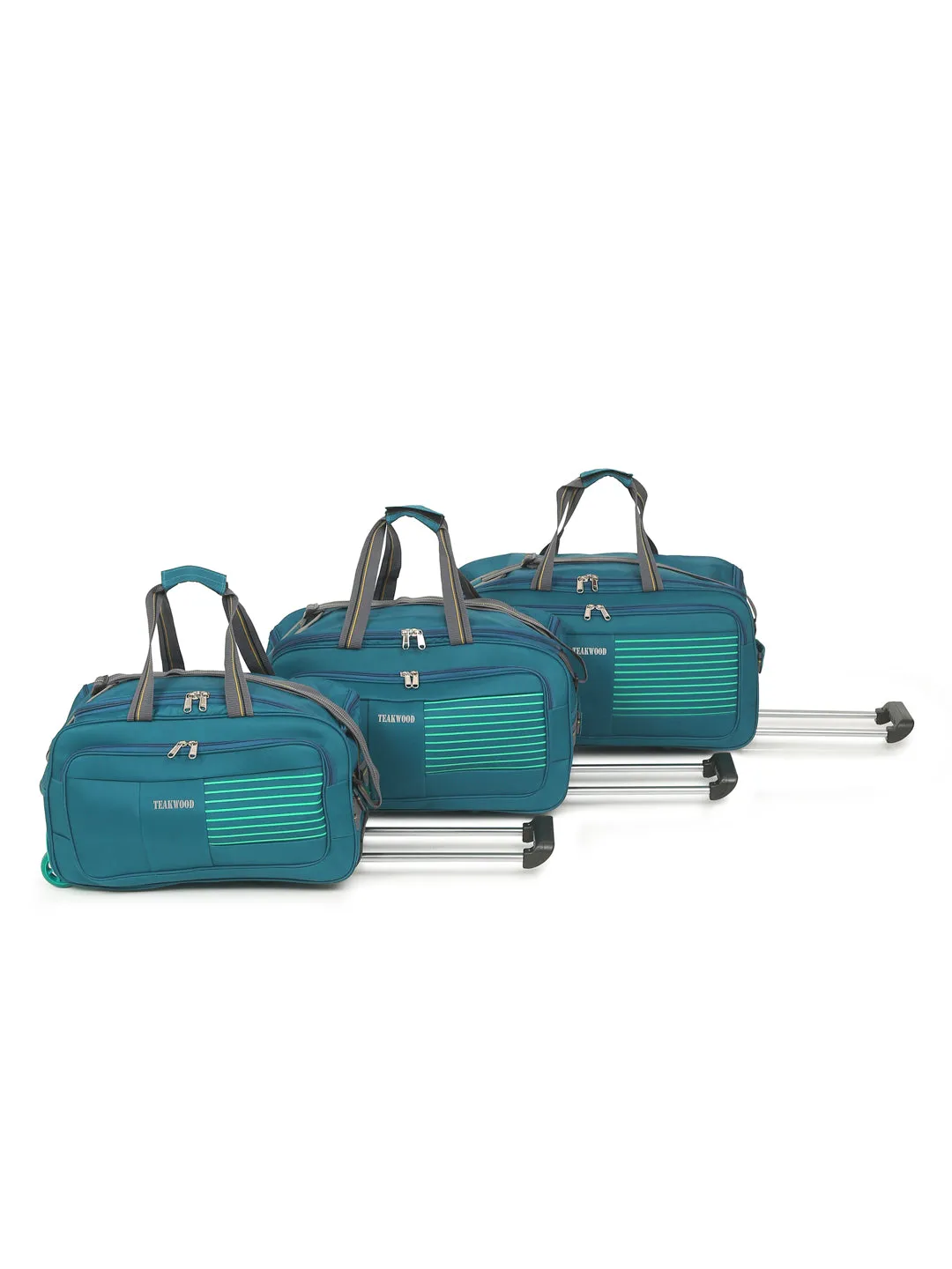 Set of Teakwood Rolling Duffel Travel Bag (Teal)