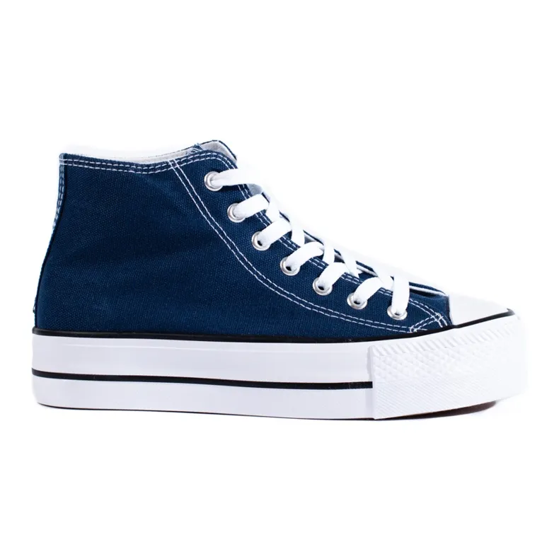 SHELOVET High Sneakers On The Platform navy blue blue