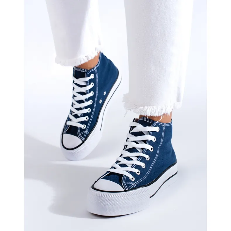 SHELOVET High Sneakers On The Platform navy blue blue